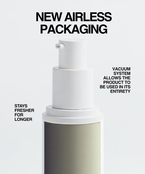 A close-up of a white RESÖ Dark Spot Face Cream with Kojic Acid bottle features bold NEW AIRLESS PACKAGING text, which keeps the cream fresher longer and lets you use every drop—ideal for targeting dark spots.