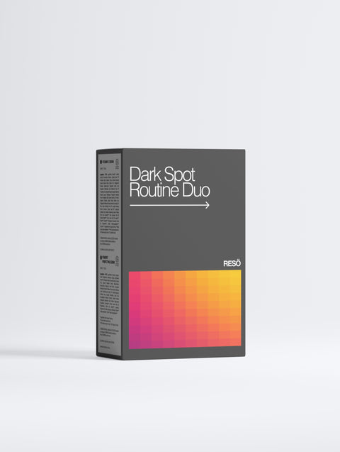 Box labeled 'Dark Spot Routine Duo' with a gradient design on a white background
