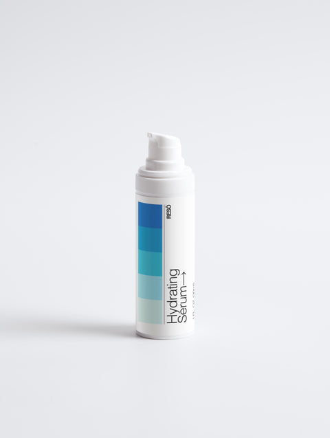 Hydrating Serum bottle with gradient label on a white background